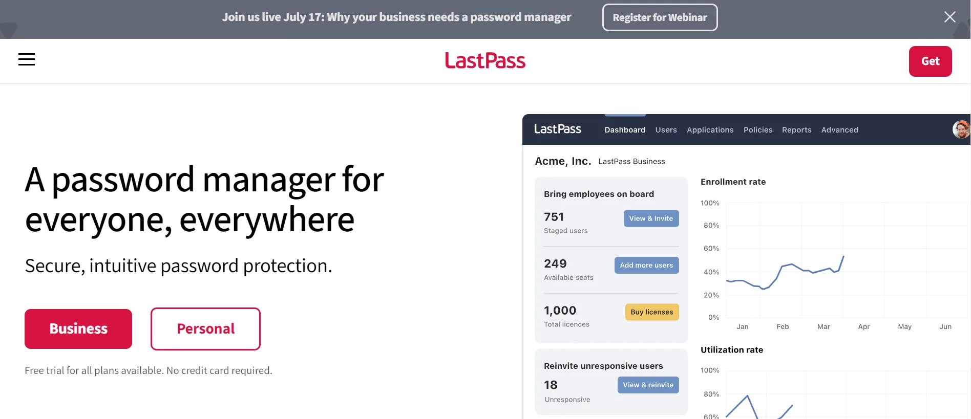 LastPass password manager for small business teams