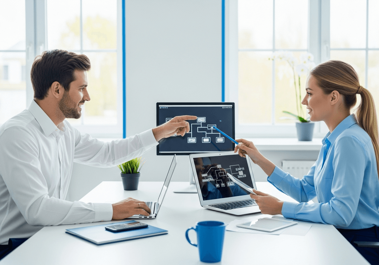 Remote IT advisors reviewing cloud infrastructure and managed service options with a client