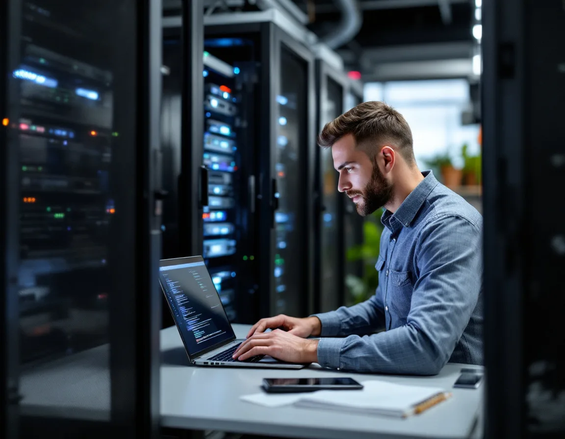 IT engineer configuring managed network and cloud infrastructure for a growing accounting firm
