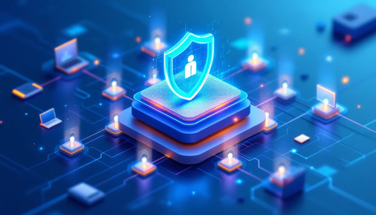 Layered cybersecurity shield protecting a small business computer network