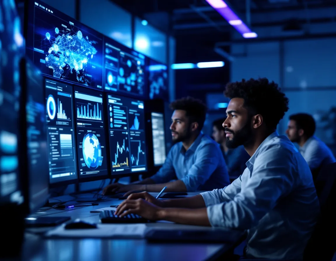 Local Houston IT support engineers working in a managed services network operations center
