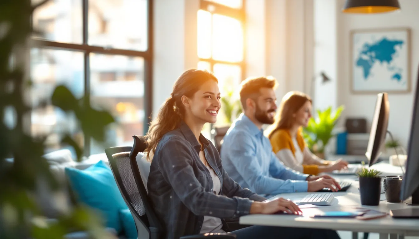 Confident San Antonio business team working productively with managed IT support