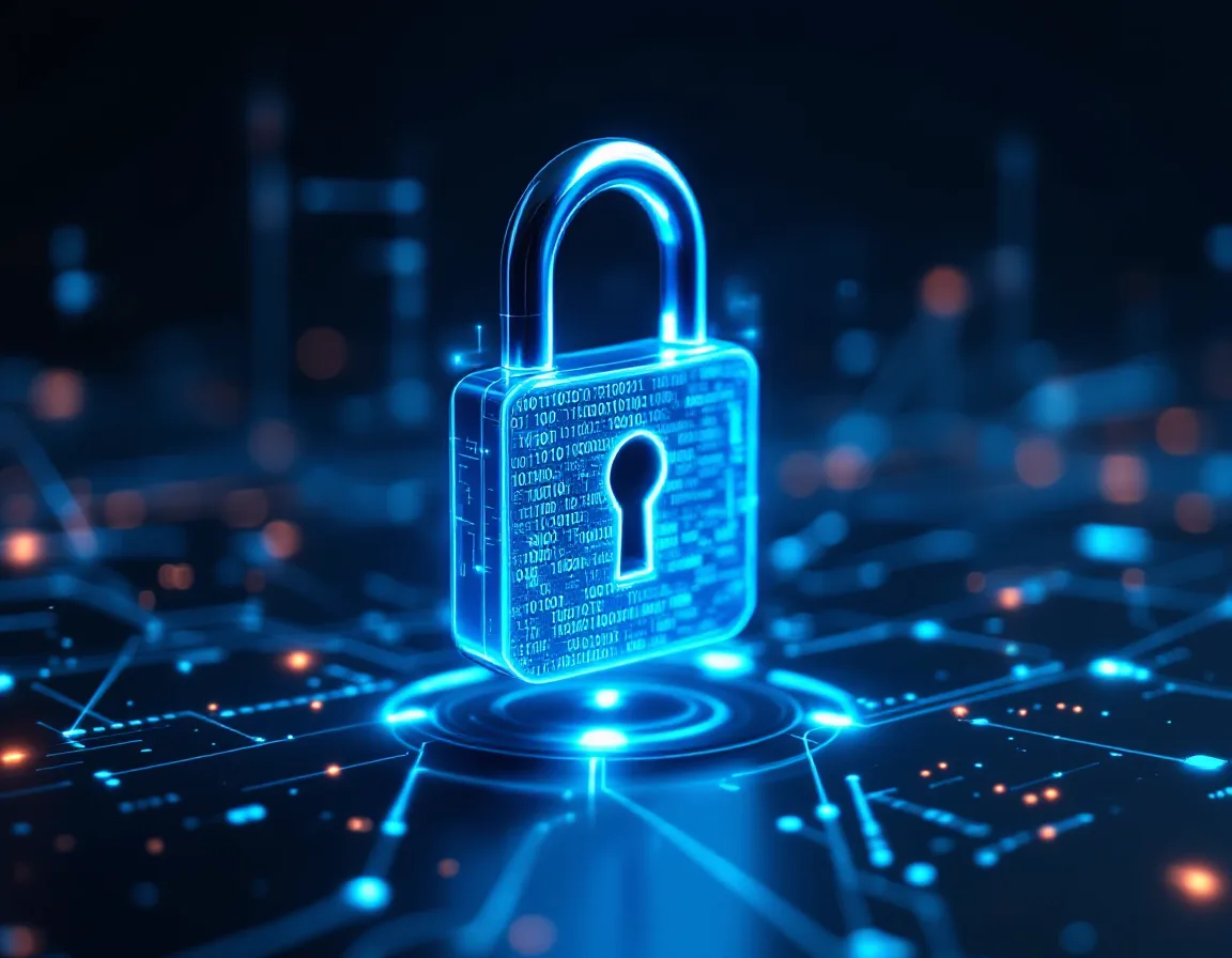 Digital padlock over an encrypted call waveform representing secure compliant phone services