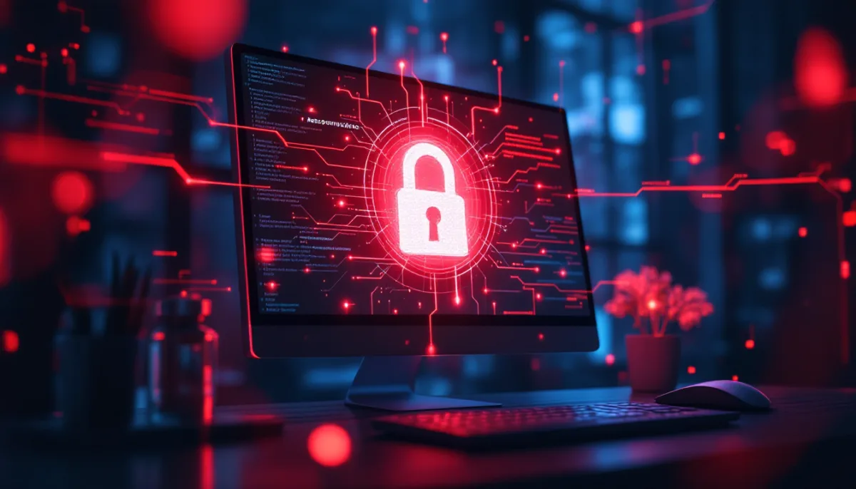 Ransomware attack locking a small business computer screen