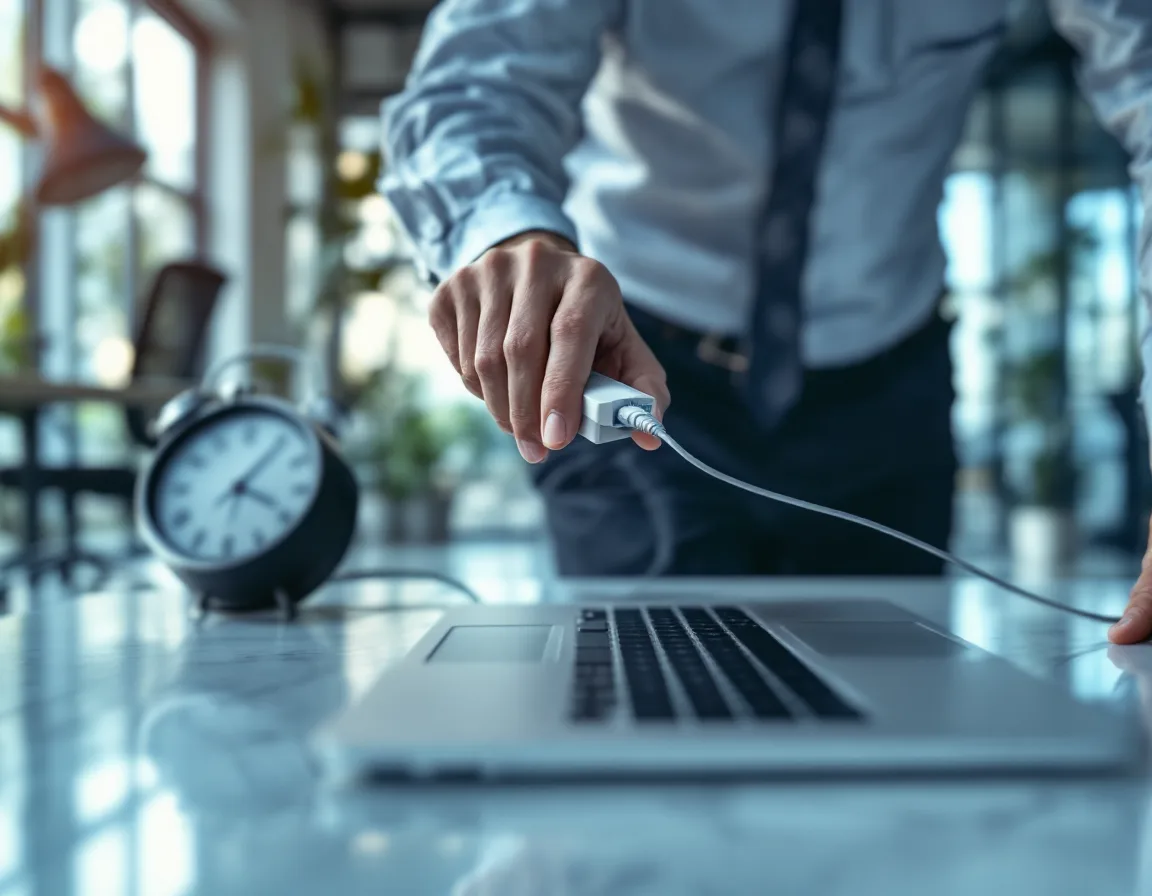 IT responder isolating an infected laptop from the network during a ransomware attack