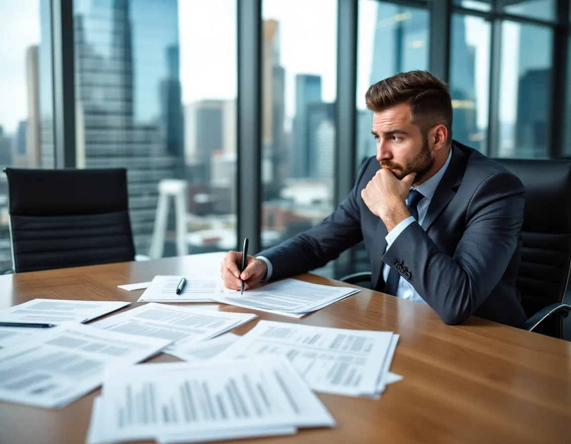 Dallas business owner comparing several nearly identical managed IT services provider proposals on a conference table