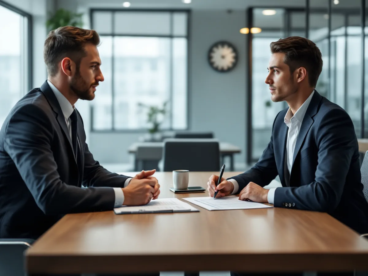 A business owner interviewing a managed IT provider across a conference table with a printed checklist of questions