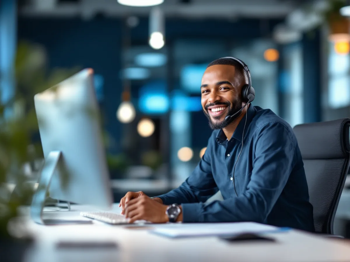 Uprite IT support technician assisting a client from a staffed Dallas help desk