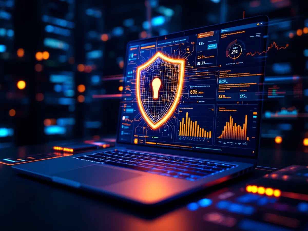 Endpoint detection and response security dashboard protecting laptops and endpoints as part of a managed IT security stack