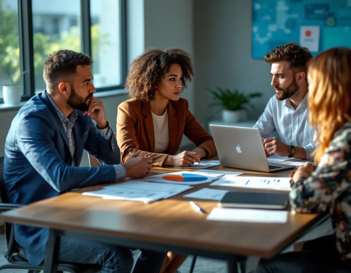 Dallas leadership team comparing three managed IT service provider proposals and per-user pricing at a conference table