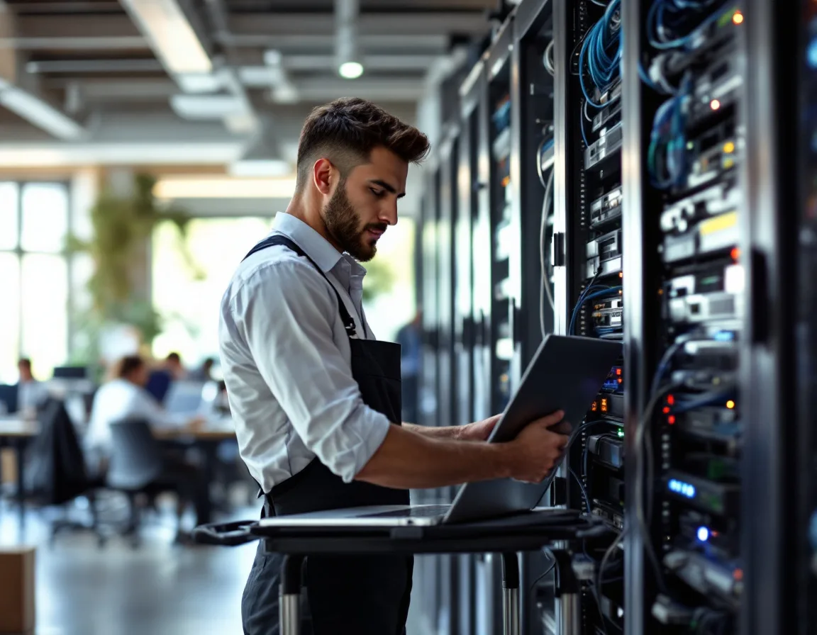 IT technician providing on-site managed IT support in a Fort Worth Texas business office
