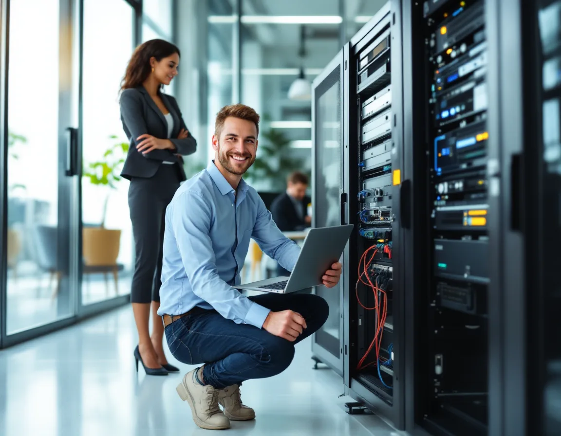 IT technician providing on-site managed IT support at a Las Colinas corporate office in Irving Texas