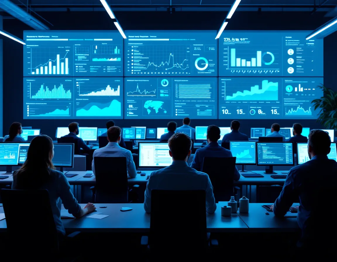 Managed service provider engineers monitoring client networks around the clock from a network operations center