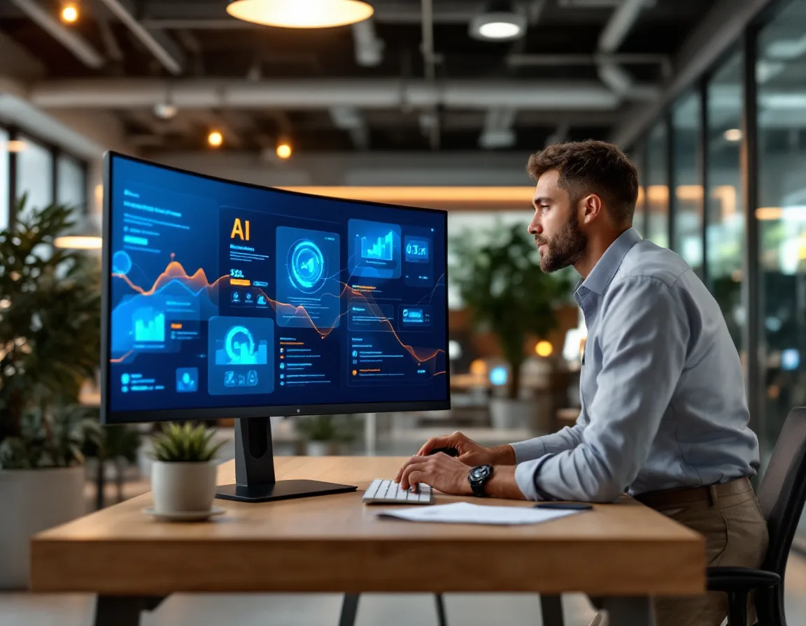 Associate and senior partner reviewing AI assistant output together on a monitor in a Texas advisory office