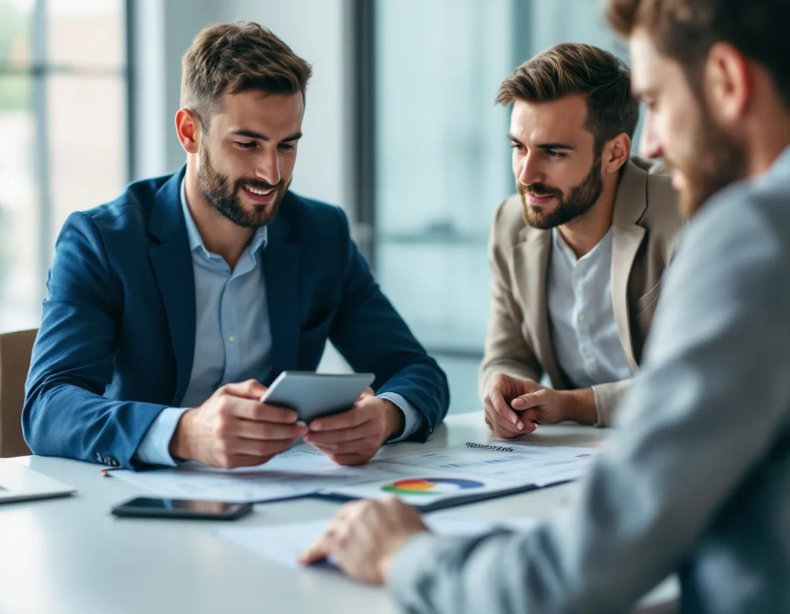 Business owner and advisor reviewing managed security service pricing and budget