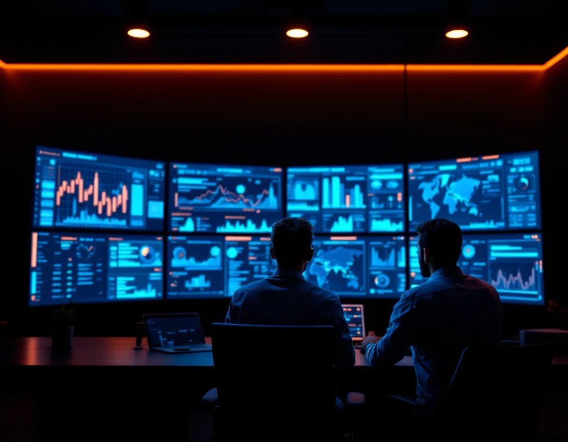 Security analyst monitoring threat detection dashboards, representing managed cybersecurity for Dallas businesses