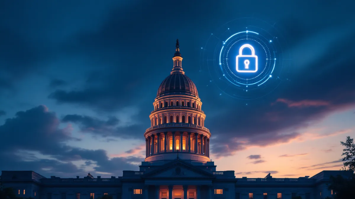 Texas State Capitol with a digital security shield representing the SB 2610 data storage compliance deadline
