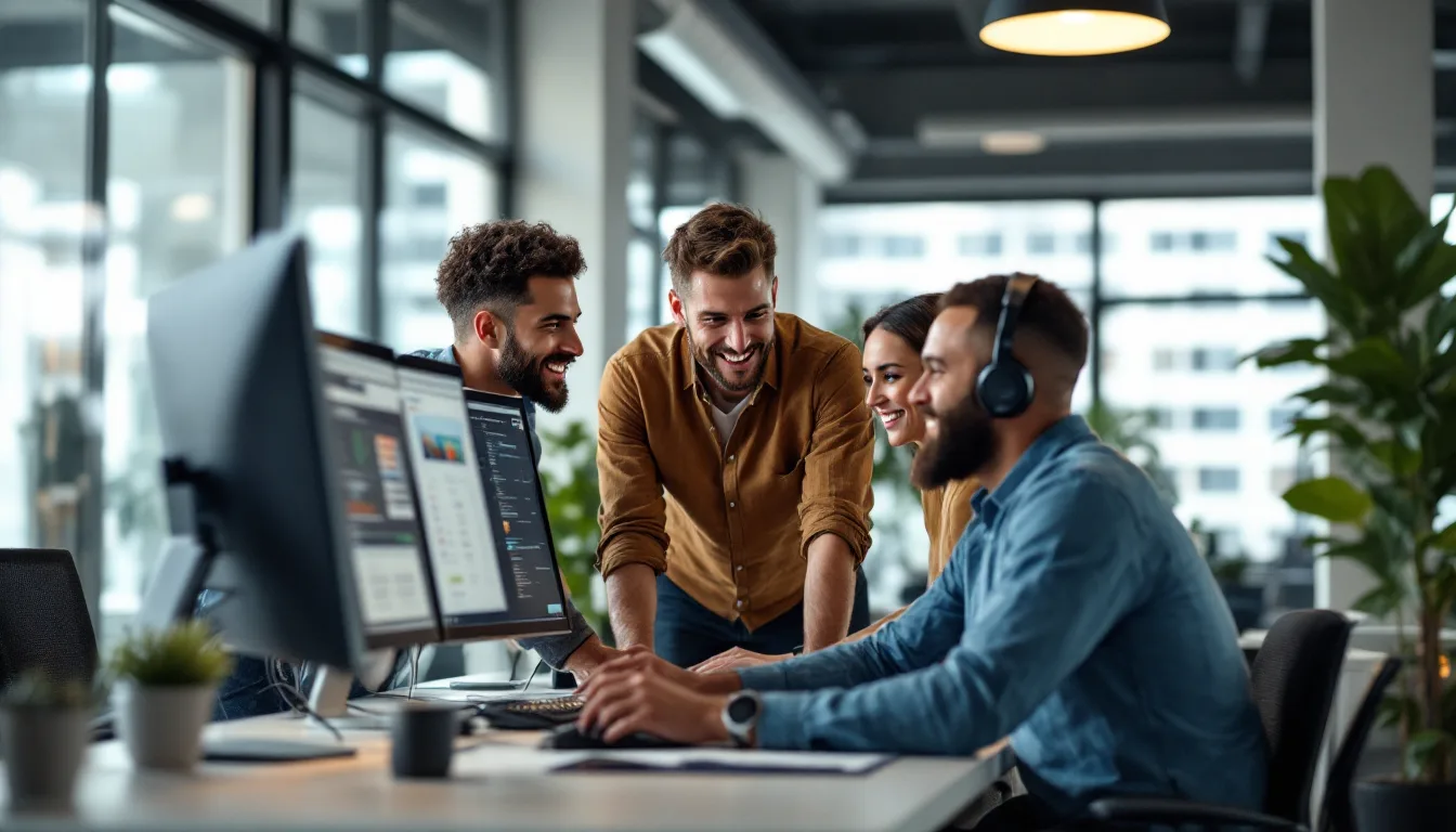 Owner-led Texas managed IT support team collaborating in a Houston office