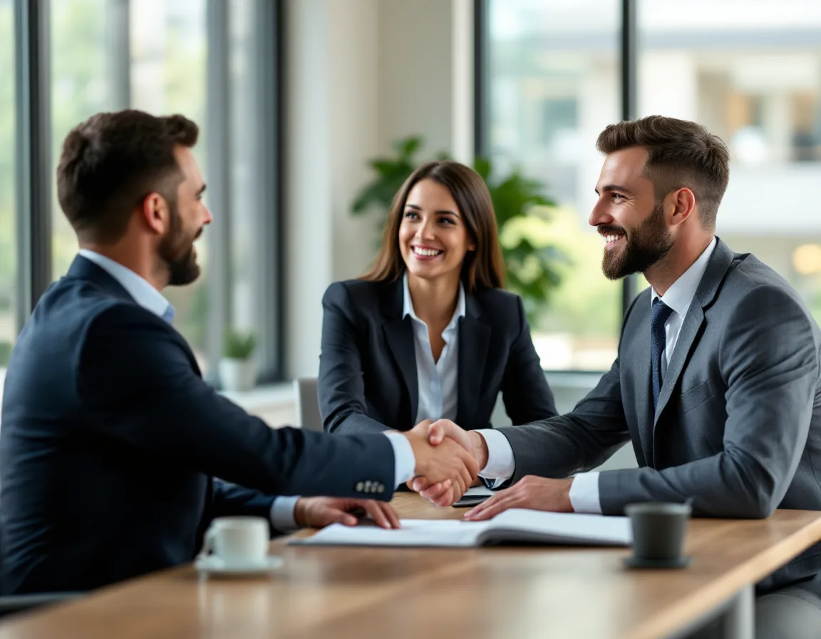 Local independent Houston IT services team meeting face to face with a business client