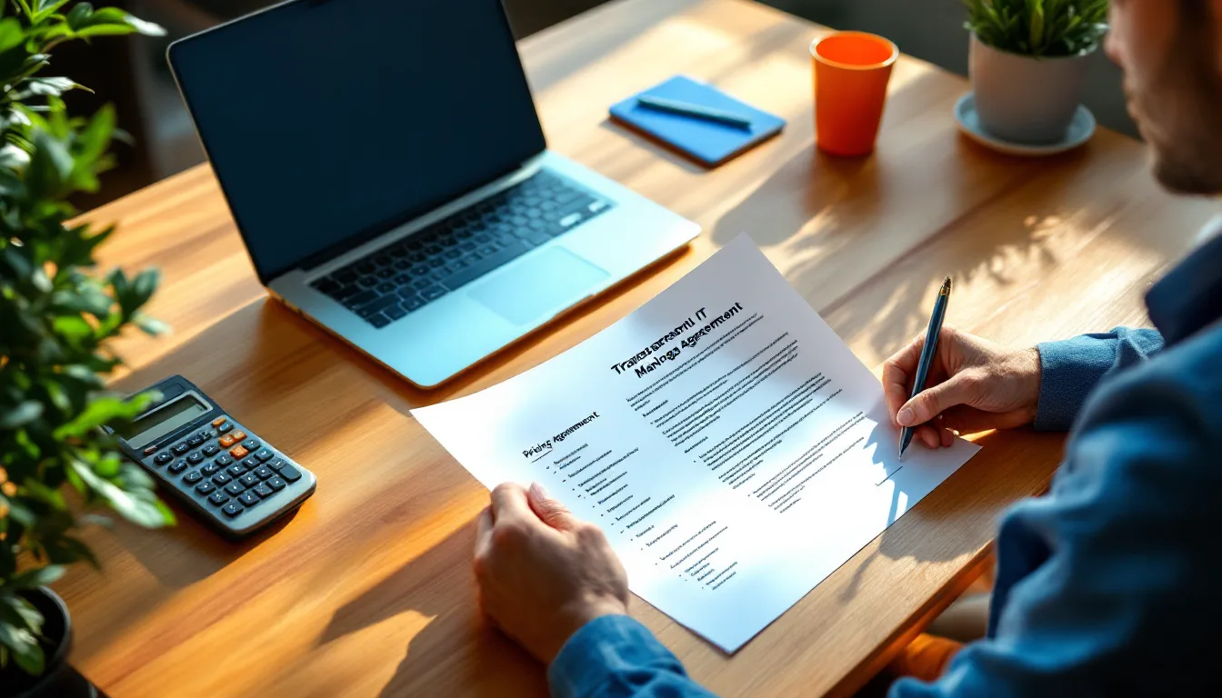 Business owner reviewing a transparent flat-rate managed IT pricing agreement