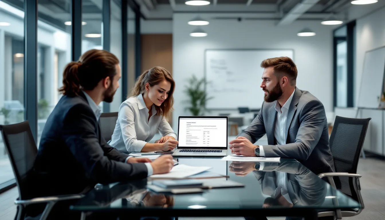 Business team reviewing a transparent flat-rate managed IT pricing agreement
