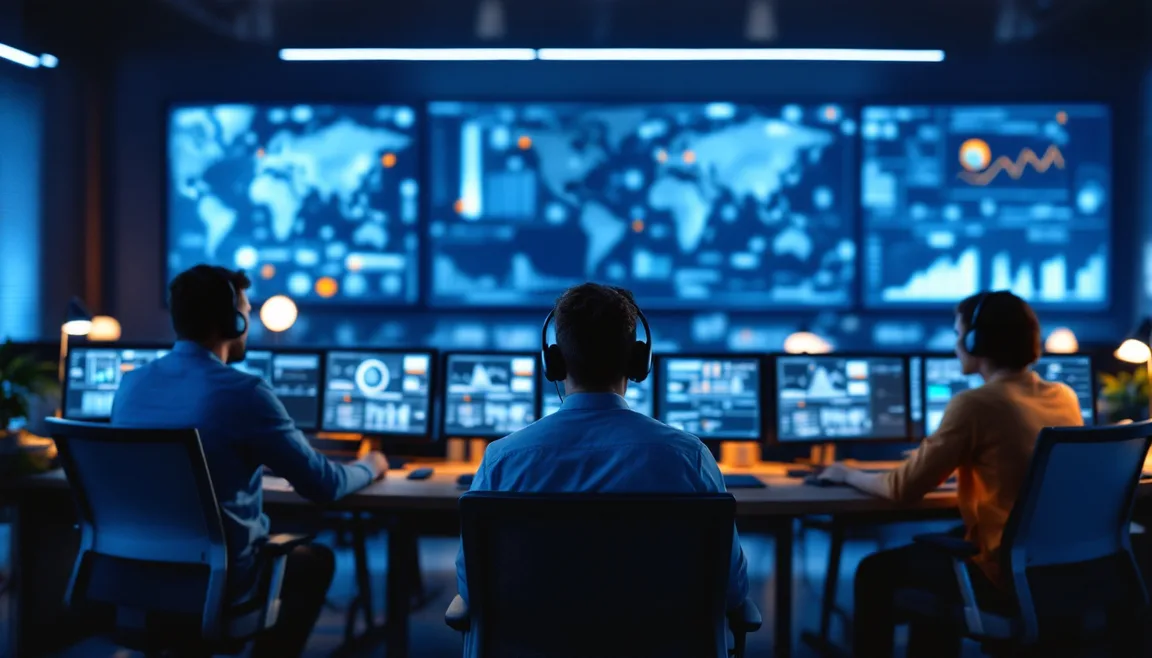 Managed IT help desk engineers triaging San Antonio client tickets from a staffed operations center
