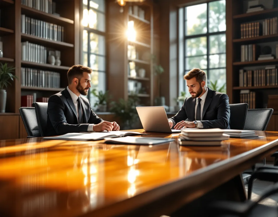 Attorneys working in a Houston law firm office with managed IT protecting client documents