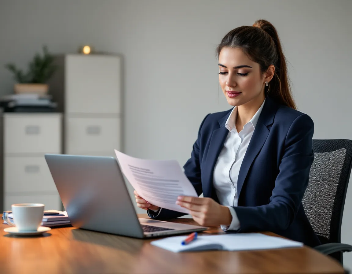 Medical practice office manager reviewing vendor contracts to confirm signed business associate agreements