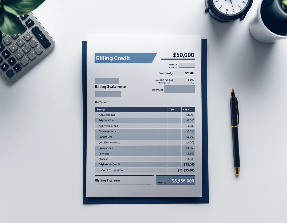 A billing statement showing a service credit adjustment line, the standard contractual remedy when an MSP misses a response time target