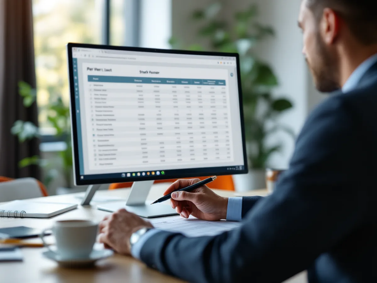 Office manager working through a per-user managed IT cost worksheet against a staff roster
