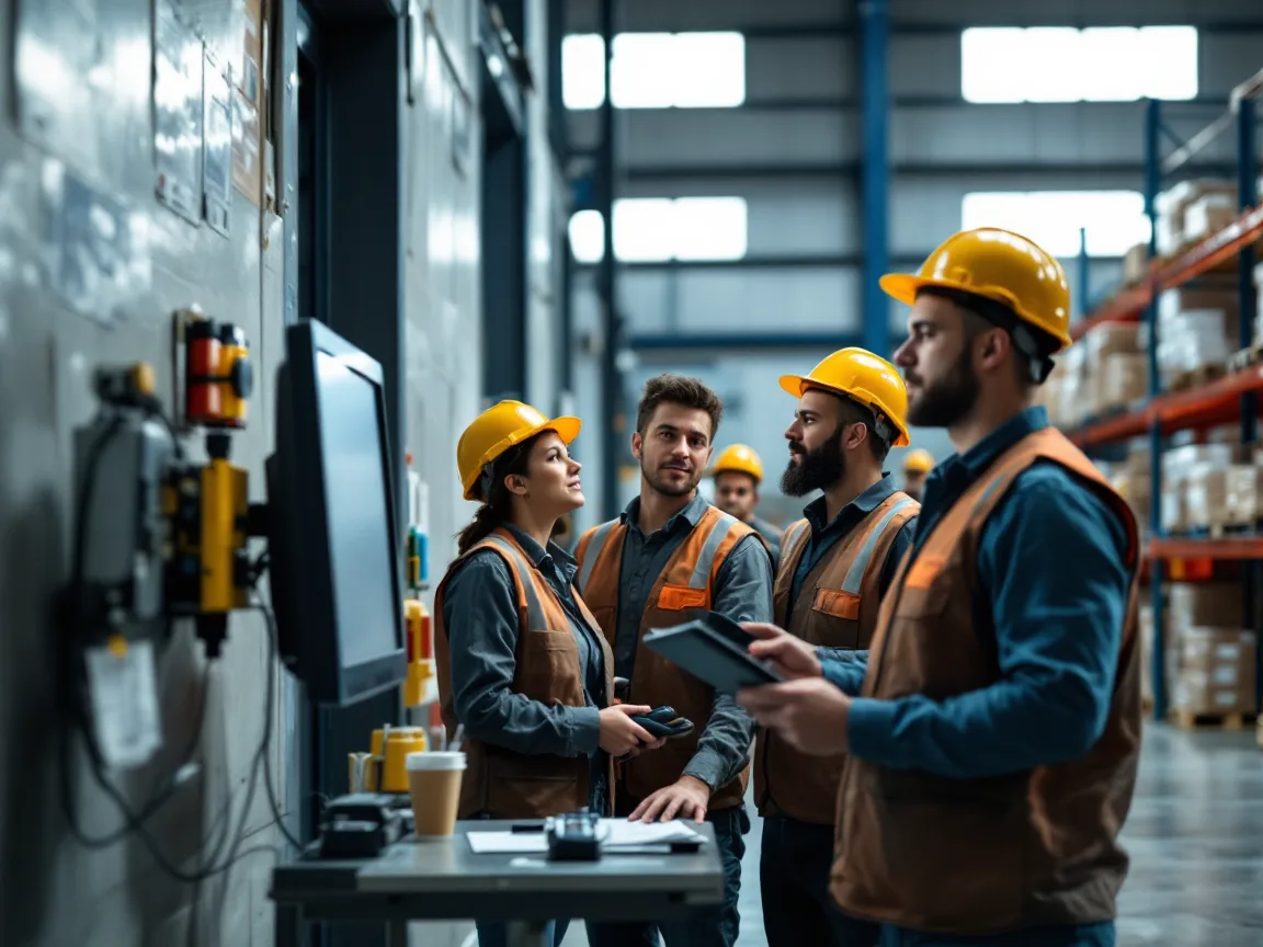 Warehouse staff at a Texas distributor sharing a single wall mounted terminal and handheld scanners, showing why headcount is higher than billable IT user count