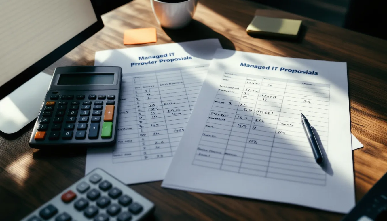 Two managed IT provider proposals laid side by side with scores written in the margins