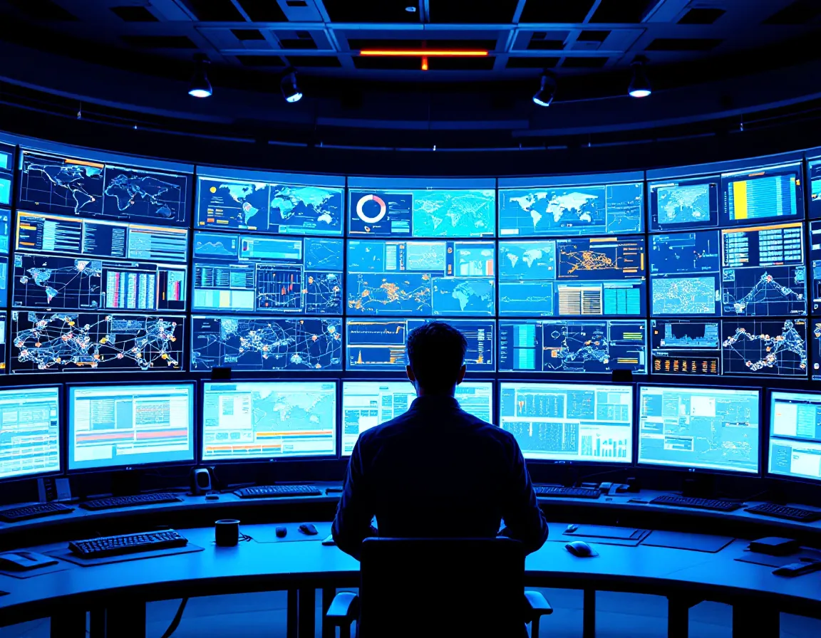 Night-shift network operations centre monitoring multiple Houston client sites