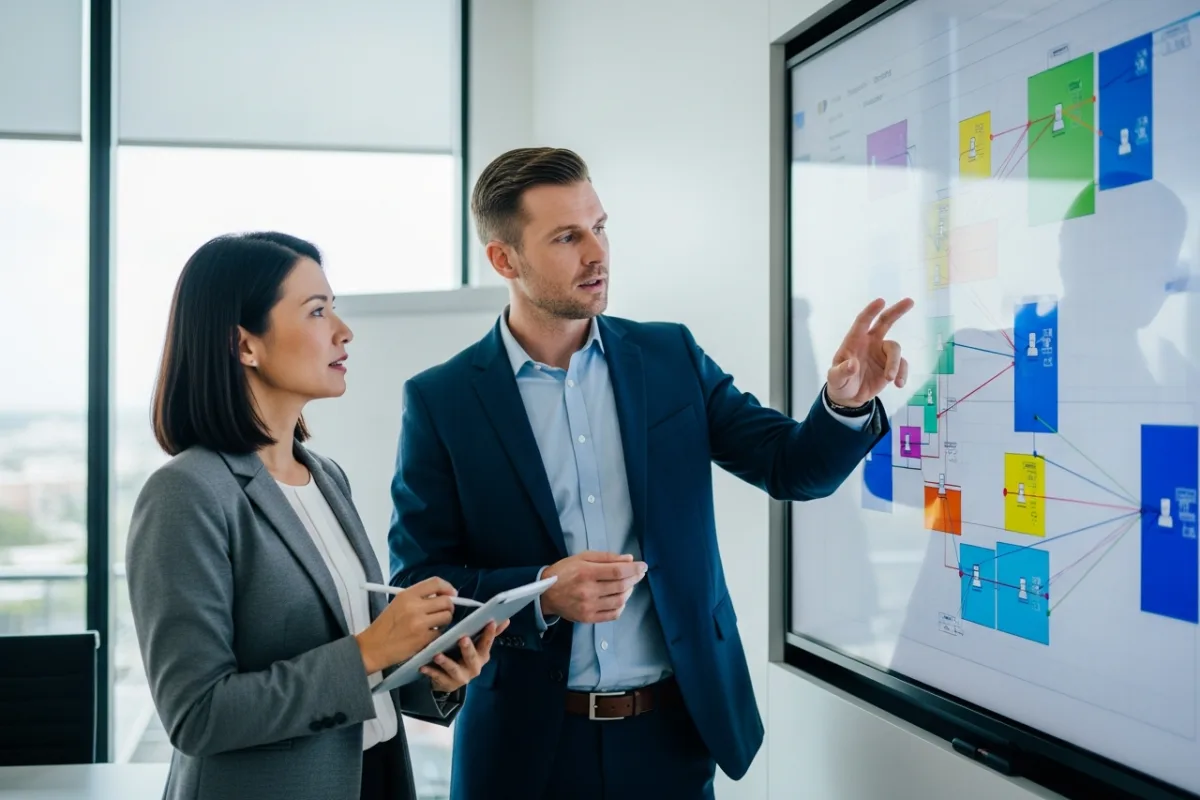 Network architect walking a business manager through a segmentation design separating finance, guest and operational zones
