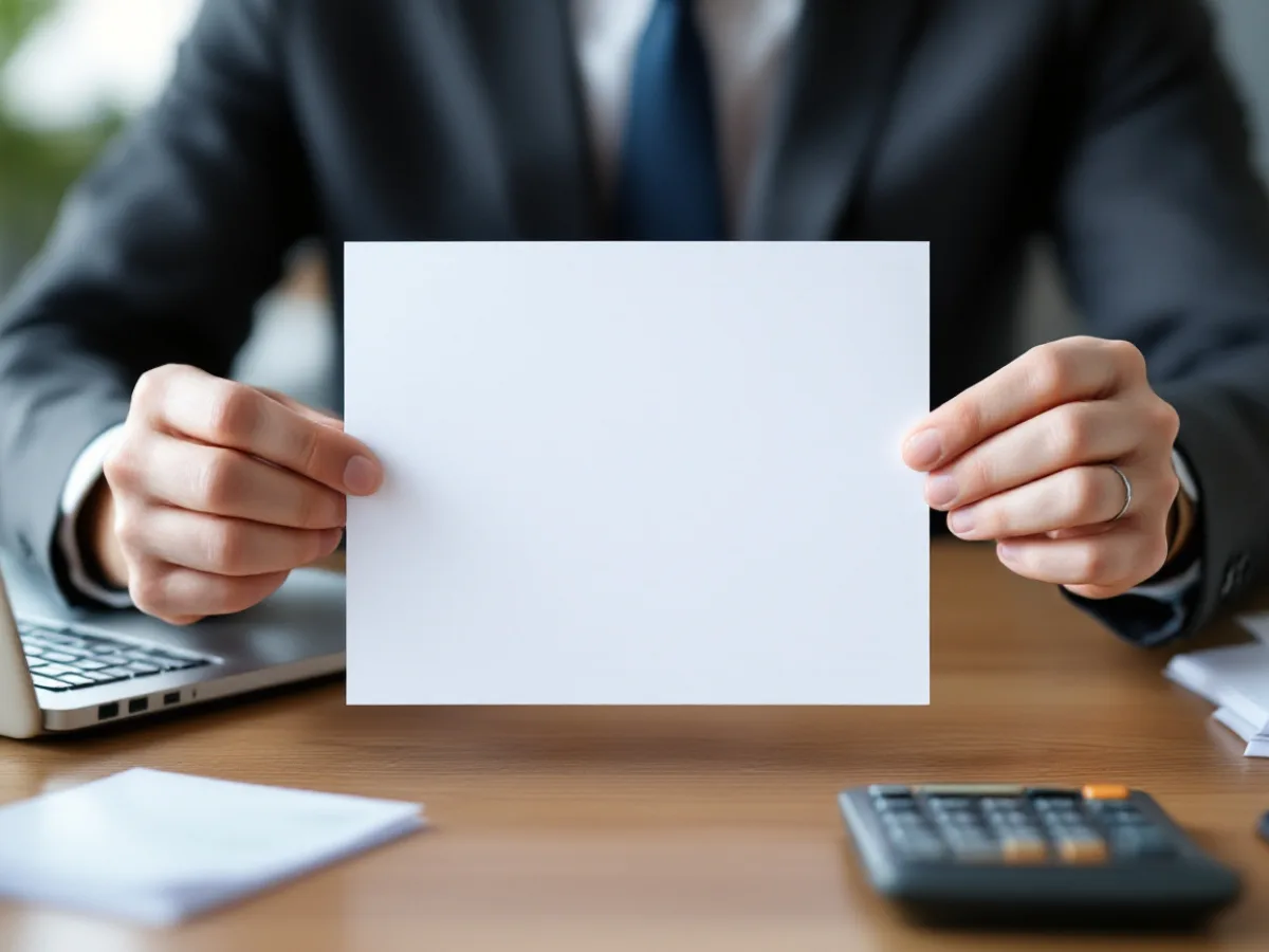 CPA holding a document near a calculator and laptop while reviewing a managed IT invoice for tax treatment