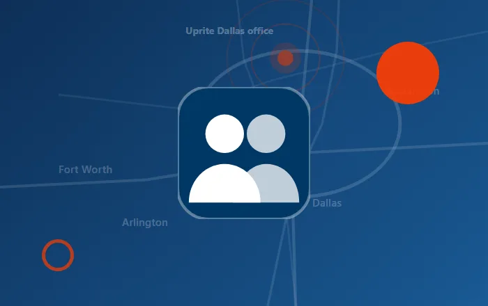 Co-managed IT icon over a stylized DFW map