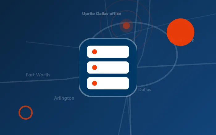 Managed IT services icon over a stylized DFW map