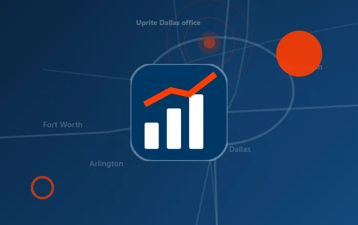 Planning chart icon over a stylized DFW map