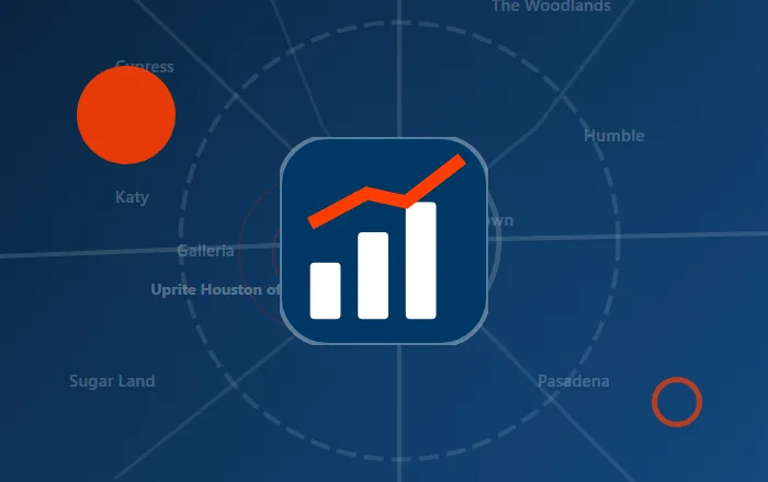 Planning chart icon over a stylized Houston map